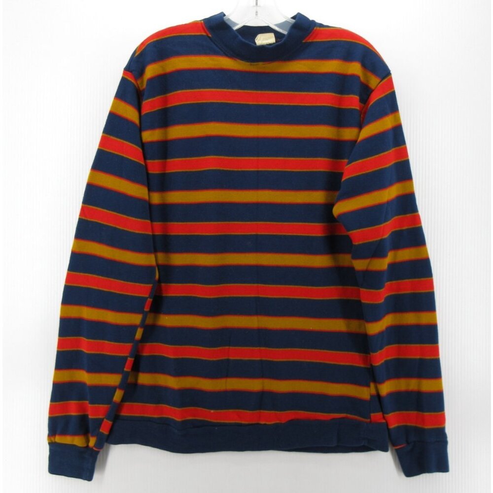 VGT Brent Sweater XL (S) Red 70s Orlon Striped Pullover Colorful Preppy